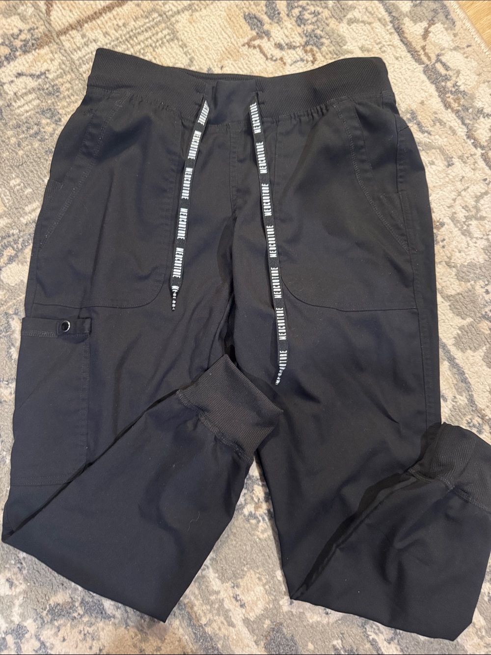 Black Jogger Scrub Pants with Drawstring